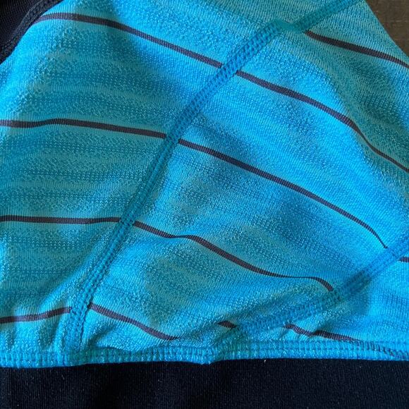 Zella Blue Striped Sports Bra, Activewear Wire Free - Picture 6 of 6